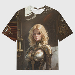 Мужская футболка оверсайз Девушка стимпанковской броне