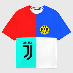 Футболка оверсайз мужская Juventus x Borussia, цвет: 3D-принт