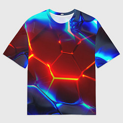 Мужская футболка оверсайз Красные плиты с ярким светом