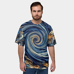 Футболка оверсайз мужская Воронка из джинсы и пуговиц - нейросеть, цвет: 3D-принт — фото 2