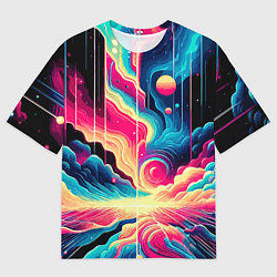 Мужская футболка оверсайз Neon space fantasy - ai art