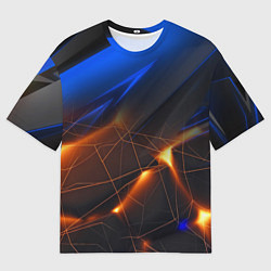 Мужская футболка оверсайз Синяя абстракция с желтыми плитами