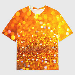 Мужская футболка оверсайз Оранжевые и желтые блестяшки боке