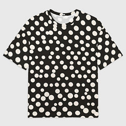 Футболка оверсайз мужская Черный фон с белыми кружками, цвет: 3D-принт