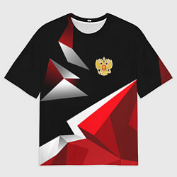 Мужская футболка оверсайз Russia uniform - красный и черный