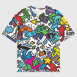 Футболка оверсайз мужская Странные разноцветные человечки, цвет: 3D-принт