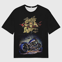 Футболка оверсайз мужская Харлей Дэвидсон жизнь в дороге, цвет: 3D-принт