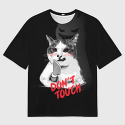 Футболка оверсайз мужская Сердитый кот с ножом, цвет: 3D-принт