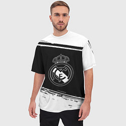 Футболка оверсайз мужская Реал мадрид белое лого, цвет: 3D-принт — фото 2