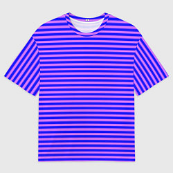 Мужская футболка оверсайз Сине-сиреневый в тонкую полоску