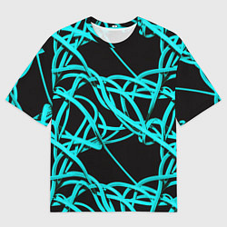 Футболка оверсайз мужская Ярко голубые линии, цвет: 3D-принт