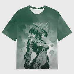 Футболка оверсайз мужская Боевая девушка-андроид с каре, цвет: 3D-принт