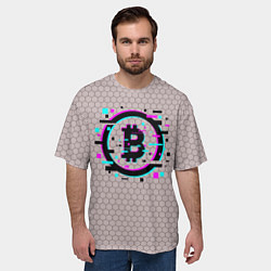 Футболка оверсайз мужская Биткоин символ - сетка, цвет: 3D-принт — фото 2