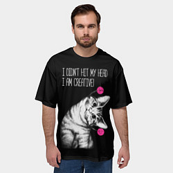 Футболка оверсайз мужская Я не ударился головой - я креативный, цвет: 3D-принт — фото 2