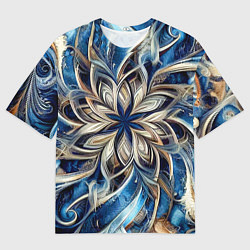 Мужская футболка оверсайз Джинса и цветочный орнамент - нейросеть