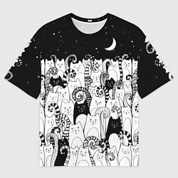 Мужская футболка оверсайз Коты с креативными хвостами