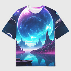 Мужская футболка оверсайз Космический пейзаж - планеты