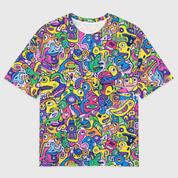 Мужская футболка оверсайз Рожицы разноцветные
