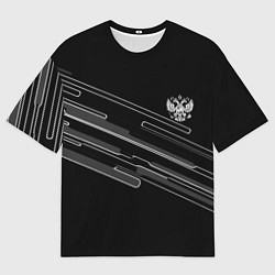 Мужская футболка оверсайз Герб РФ полосы геометрия