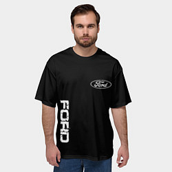 Футболка оверсайз мужская Ford logo white steel, цвет: 3D-принт — фото 2