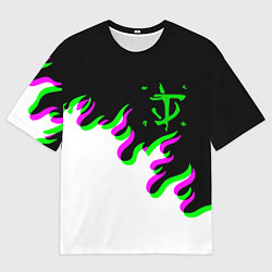 Мужская футболка оверсайз Doom logo fire demon