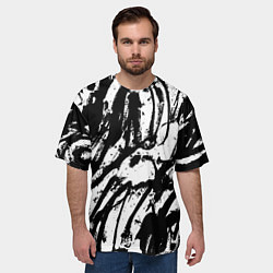 Футболка оверсайз мужская Чёрно-белая абстракция: нейросеть, цвет: 3D-принт — фото 2
