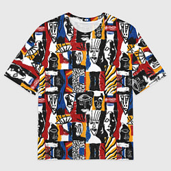 Футболка оверсайз мужская Лица и узоры, цвет: 3D-принт