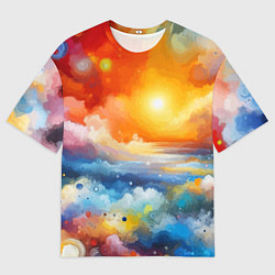 Футболка оверсайз мужская Закат солнца - разноцветные облака, цвет: 3D-принт