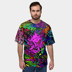 Футболка оверсайз мужская Samurai optical sreel logo, цвет: 3D-принт — фото 2