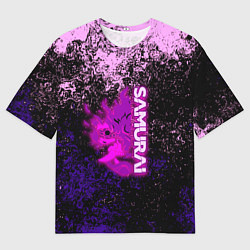 Футболка оверсайз мужская Samurai neon logo краски, цвет: 3D-принт