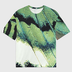 Мужская футболка оверсайз Зелено-черные пятна на светлом