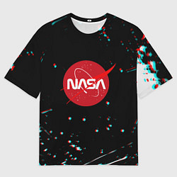 Футболка оверсайз мужская NASA glitch splash, цвет: 3D-принт