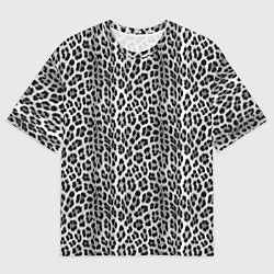 Мужская футболка оверсайз Черно-белая шкура леопарда