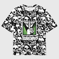 Футболка оверсайз мужская Rainbow six pattern skull, цвет: 3D-принт