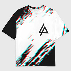 Футболка оверсайз мужская Linkin park краски глитч, цвет: 3D-принт