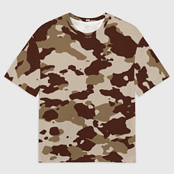 Мужская футболка оверсайз Коричневый камуфляж текстура