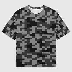 Мужская футболка оверсайз Камуфляжные пиксели блэк