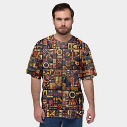 Футболка оверсайз мужская Африканский орнамент резьба по дереву, цвет: 3D-принт — фото 2