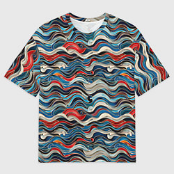 Мужская футболка оверсайз Разноцветные абстрактные волны