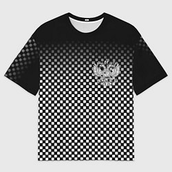 Футболка оверсайз мужская Россия клетка паттерн, цвет: 3D-принт