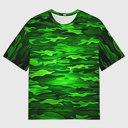 Мужская футболка оверсайз Зелёные водоросли-камуфляж
