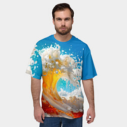Футболка оверсайз мужская Море пива - большая волна, цвет: 3D-принт — фото 2