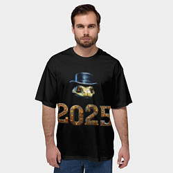 Футболка оверсайз мужская Змея в стиле стимпанк в цилиндре символ нового год, цвет: 3D-принт — фото 2