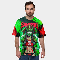 Футболка оверсайз мужская Девушка самурай в маске, цвет: 3D-принт — фото 2