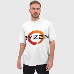 Футболка оверсайз мужская AMD ryzen logo white, цвет: 3D-принт — фото 2
