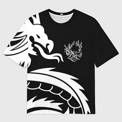 Мужская футболка оверсайз Samurai dragon steel japan