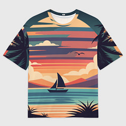 Футболка оверсайз мужская Парусник на море, цвет: 3D-принт