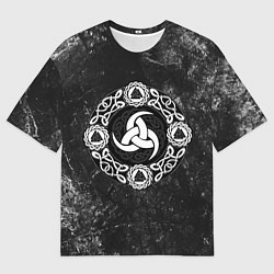 Футболка оверсайз мужская Воинская символика северного бога - рог одина, цвет: 3D-принт