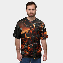Футболка оверсайз мужская Черные кубики во взрыве абстракции, цвет: 3D-принт — фото 2