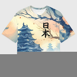 Мужская футболка оверсайз Japanese landscape - watercolor